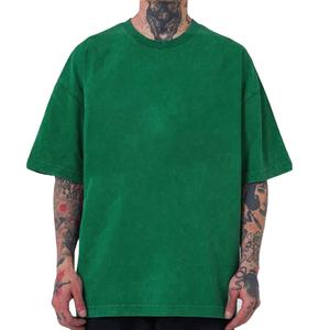 T-shirts pour hommes grande taille en coton 100% style vintage, tricotés, anti-plis, délavés à l'acide, effet usé, streetwear - Product Image 1