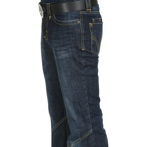 Jeans al por mayor personalizados para hombre, estilo urbano, hip hop, con dobladillo sin rematar, holgados, descoloridos por el sol, de corte recto, azul oscuro, de pierna ancha - Product Image 3