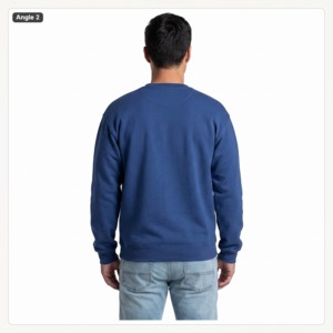 เสื้อสเวตเชิ้ตคอกลมสีน้ำเงินกรมท่าสำหรับผู้ชาย ผ้าฝ้าย 100% เฟรนช์เทอร์รี่ ทรงปกติ สวมใส่สบายๆ สำหรับฤดูใบไม้ร่วง - Product Image 3