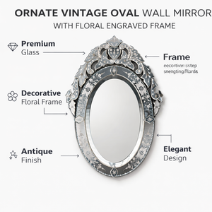 Espejo de Pared Decorativo Veneciano Antiguo |   Espejo Decorativo de Estilo Barroco de Lujo |   Espejo de Estilo Vintage |   Decoración de Paredes para Diseño de Interiores - Product Image 6