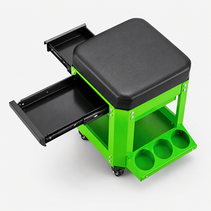 Tabouret roulant avec siège rembourré et tiroirs, rangement d'outils, siège de garage robuste, capacité de 280 lb, roulettes pivotantes, chaise d'atelier GAPGAR027 - Product Image 1