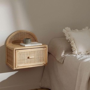 Minimal Rattan Nightstand Kidroom <b>Decor</b> Functional Bedside Table For Storage, Bedroom And Small <b>Space</b> Use - Product Image 1