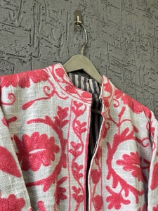 Handcrafted Suzani Embroidered Cotton Jacket Vintage Suzani Embroidery <b>Boho</b> Jacket Floral Embroidered Jacket - Product Image 6