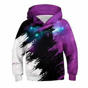 Sweat-shirt à capuche unisexe imprimé galaxie violet noir blanc décontracté en polyester tricoté pour l'automne - Product Image 1
