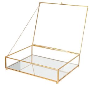 Brass and Glass <b>Storage</b> <b>Box</b> <b>Decorative</b> Jewelry Trinket Organizer <b>with</b> Hinged <b>Lid</b> Vintage Home Decor - Product Image 3