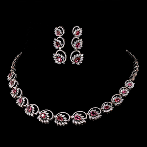 Parure de bijoux de luxe pour femme en argent rhodié avec diamants de laboratoire certifiés IGI, coupe marquise, pour mariée et soirée - Product Image 1