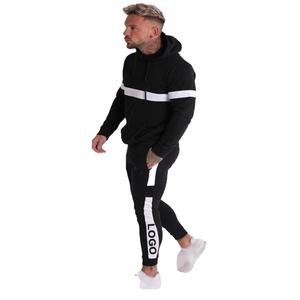 Streetwear Mode avec logo personnalisé imprimé Survêtements à rayures latérales Vêtements de sport pour hommes Ensemble pull à capuche joggers et costumes - Product Image 2