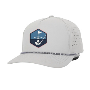 Gorra de Béisbol Deportiva OEM ODM Personalizada con Logotipo de Silicona, 5 Paneles, Visera Plana, Tela Impermeable, Orificios Cortados con Láser y Cierre a Presión - Product Image 1