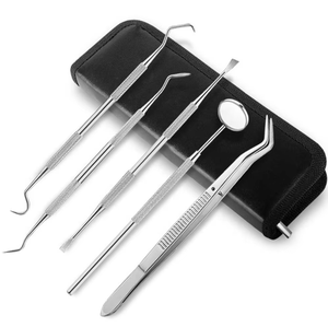 Dental Oral Examination Hygiene 5Pcs Set Customizable with Teeth Scraper Mouth Mirror Probe Scaler etc. in Stainless Steel - Product Image 4