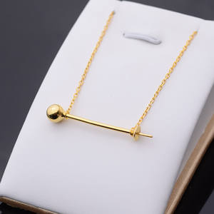 Collier pendentif boule en argent S925 pour femmes, chaîne de clavicule en perles avec support vide, accessoires de bricolage 295 - Product Image 2