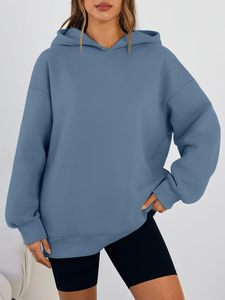 Sudadera con capucha extragrande para mujer con logotipo personalizado, multibolsillos, antiencogimiento, diseños deportivos OEM, sudaderas extragrandes dobles para mujer - Product Image 2