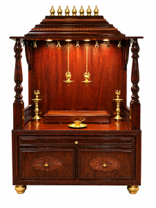 Buy Designer Pooja Ghar <b>Mandir</b> Home Modern Teak Wood Bell Design Temple Best Pooja Room Customized Size Personalized - Product Image 2