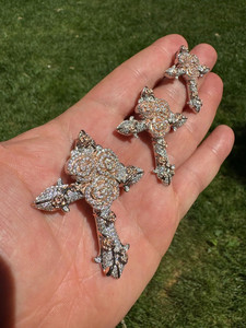 Breloques croix plaquées argent antique avec strass en cristal, pendentifs religieux chrétiens pour cadeau, bijoux unisexes - Product Image 3