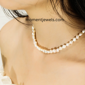 Collier en perles baroques naturelles d'eau douce blanches de qualité AAAAA, plaqué platine, avec pendentif perlé, pour mariage, fête ou cadeau - Product Image 6