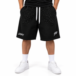 Shorts Bermuda pour homme Legacy, imprimé à pois noirs, avec strass, cordon de serrage à la taille et broderie du logo, vêtements de sport décontractés - Product Image 1