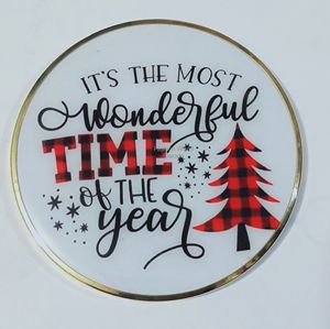 Posavasos de diseño vintage de Feliz Navidad, posavasos ABSORBENTE verde con bordes metálicos para vacaciones de Navidad - Product Image 6