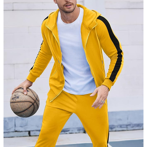 Conjunto Deportivo de Hombre con Capucha Amarillo, Tejido de Punto, Color Sólido, para Otoño - Product Image 4