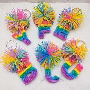 Llavero de PVC Novedoso y Divertido, Colorido, con Bola de Peluche Suave y Puntiaguda en Forma de Arcoíris, Ligero, Atractivo, Recuerdo de Moda - Product Image 1