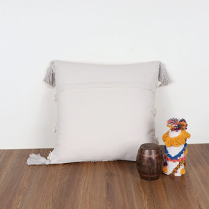 Hand Tufted Texture Boho Off-White and Ivory Fringe <b>Cushion</b> Cover Handmade Decorative Pillow Case for Sofa Bedroom Living Room - Product Image 3