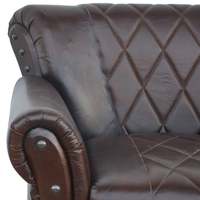 Fauteuil Chesterfield en cuir véritable de qualité supérieure avec dossier capitonné, accoudoirs roulés, pieds en bois massif, marron, classique, pour salon