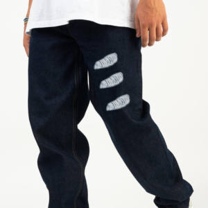 Jean cargo en denim léger pour homme, personnalisé OEM, style urbain, délavé, taille mi-haute, coupe droite ample, multi-poches, tricoté, robuste - Product Image 5