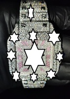 Montre de luxe rose à chiffres romains en moissanite, mouvement mécanique en acier inoxydable, boîtier carré, cadran analogique en cristal, date élégante