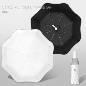 Three-fold Hand-open Safety Rounded Umbrella Reflective <b>Edging</b> Dual-use Black <b>Rubber</b> Sunscreen Printing Factory Spot Wholesale - Product Image 1