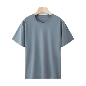 T-shirt en coton blanc surdimensionné pour homme, manches courtes, col rond, décontracté, couleur unie, jersey tricoté, design uni, longueur normale - Product Image 5