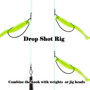 Nouveau produit : Rig de pêche, Hameçon drop-shot pré-monté, Hameçon jig à ventre large, Émerillon à boucle, Texas Rig pour leurres souples par zuol - Product Image 3