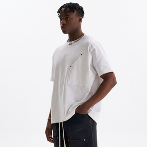 Camiseta Blanca Extra Grande de Manga Corta para Hombre con Bolsillo en el Pecho, Cuello Redondo Informal, Tejido de Punto de Algodón - Product Image 6