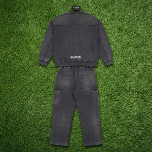 Men Charcoal Gray Crewneck Sweatshirt Cargo <b>Sweatpants</b> <b>Set</b> Casual Streetwear Matching Clothes Oversized Jogger <b>Set</b> - Product Image 6