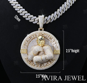 จี้เพชรโมอิสซาไนต์ทรงฮิปฮอป ดีไซน์สำหรับทั้งชายและหญิง ชุบทองคำสีเหลืองกุหลาบบนเงินแท้ 925 - Product Image 3