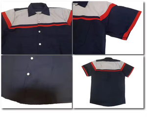Chemise de travail pour homme, noir, gris, rouge, polyester, respirante, manches courtes, uniforme - Product Image 4