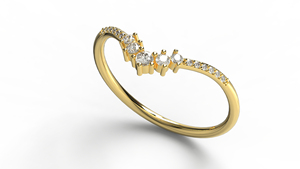 Luxury 18K Gold Pave Chevron V Shaped Diamond Wedding Band Graduated Round Cut Diamond <b>Stacking</b> <b>Ring</b> Fine Jewelry Gift for Women - Product Image 2