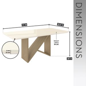 Tavolo da pranzo a 6 posti in stile italiano con elegante Base in legno e rovere naturale con piano in vetro verniciato - Product Image 4