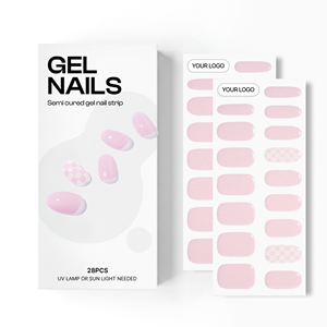 Autocollants pour ongles en gel semi-durci de qualité salon coréenne 100% réelle, véganes, sans cruauté, non toxiques, faciles à appliquer, 28 pièces - Product Image 1