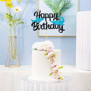 ที่ประดับเค้กสุขสันต์วันเกิดรูปฉลามน่ารัก 1 ชิ้น ของตกแต่งเค้กธีมสัตว์ทะเล สำหรับงานปาร์ตี้เด็ก - Product Image 2