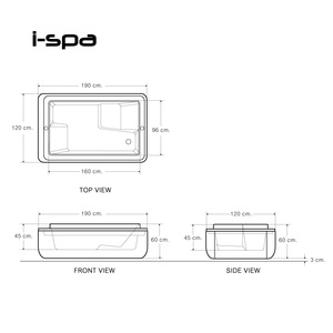 Bañera de Hidromasaje Rectangular de Acrílico Empotrada en la Isla, con Diseño Moderno para Uso en Spa, Marca I-Spa - Product Image 5