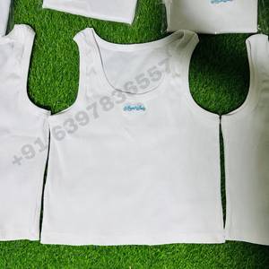 Camiseta sin mangas de algodón acanalado blanco para mujer, tipo top corto, ropa de verano, fabricante mayorista, lote de chalecos con bordado personalizado - Product Image 2