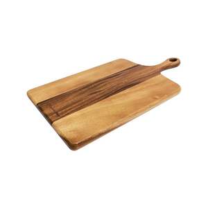 Tabla de cortar rectangular de acacia natural maciza personalizada con asa recortada - Product Image 1