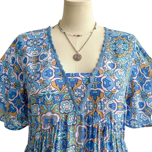 Vestido midi estampado para mujer, vestido de verano de cintura alta a la moda - Product Image 4