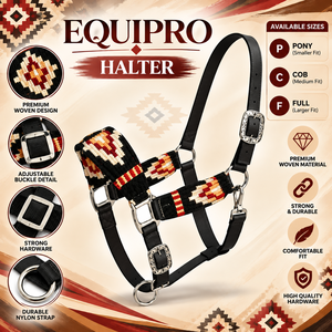 EQUIPRO Halter pour cheval en corde de nylon et de laine, rose/orange, motif tressé, boucles en strass et cristaux - Tailles personnalisables (COB//FULL) - Product Image 2