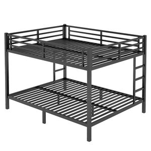 Black Queen Over Queen Metal Bunk <b>Bed</b> for Teens and Adults <b>Space</b> <b>Saving</b> with Noise Reduction No Box Spring Needed - Product Image 5