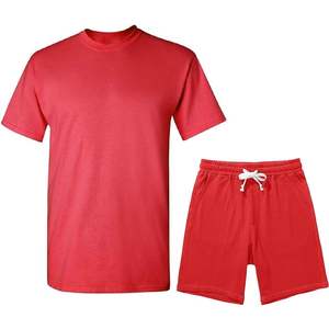Conjunto de Verano para Hombre de Dos Piezas, Camiseta y Pantalones Cortos Holgados de Color Sólido, Estilo Urbano, Talla Grande - Product Image 1