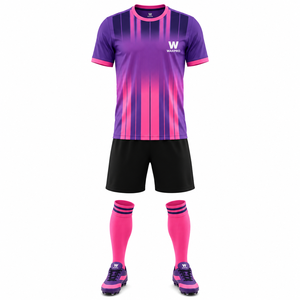 Conjunto de Camiseta de Fútbol para Hombre WARPRO, Degradado Morado y Rosa, Manga Corta, Absorbe la Humedad, Ajuste Atlético, Uniforme de Fútbol para Todas las Temporadas - Product Image 1