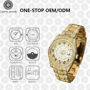 Charm_Jewells Reloj de lujo con cristales dorados, esfera redonda analógica de cuarzo, 40 mm, estilo joyería de moda, unisex - Product Image 3
