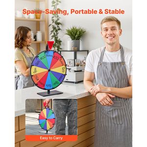 Ruota della Fortuna Girevole da 12 Pollici con Supporto da Tavolo, Roulette della Fortuna con 2 Pennarelli Cancellabili e 6 Scomparti - per Premi e Promozioni - Product Image 5