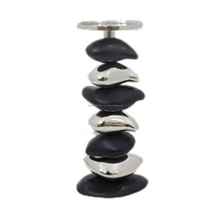 Black and Silver Stone Design Decorative <b>Candelabra</b> for Home Decorative Wedding and Party Decoration - Product Image 1