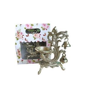 German <b>Silver</b> Antique Designer Diya With Bells Design for Wedding Favour Return Gift Decorative Diya Housewarming Diwali Gift - Product Image 3