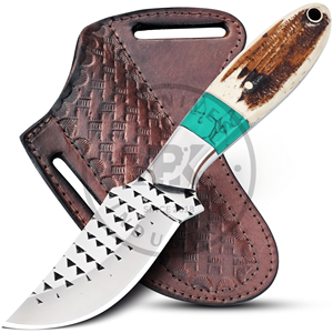 Cuchillo de vaquero hecho a mano, cuchilla fija de acero raspado de espiga completa, grado industrial, para camping al aire libre, con funda de cuero, OEM - Product Image 1